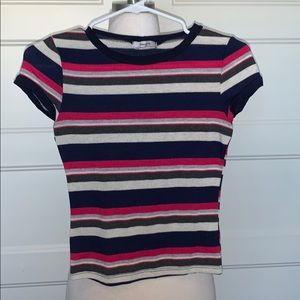 Fitted Blue and Pink Short Sleeve